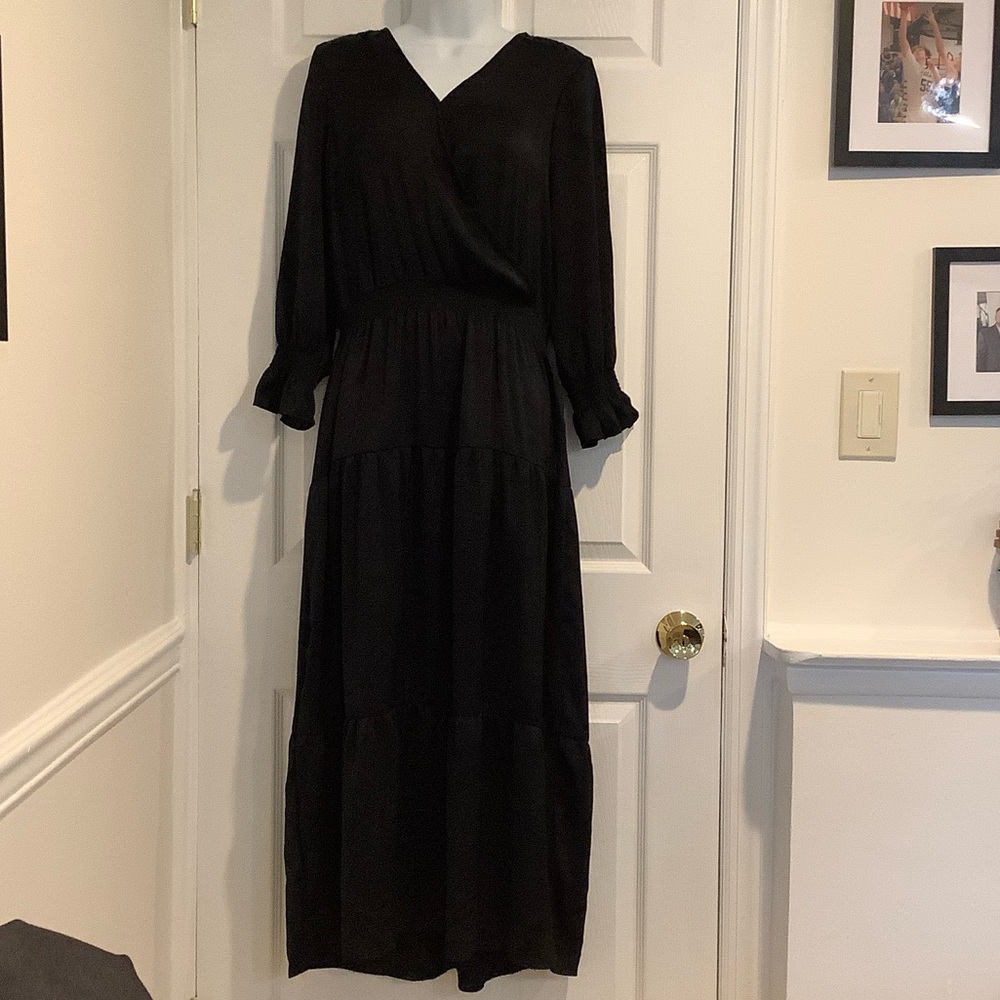 NWT GIGI PARKER Black Whimsigoth Smocked Capsule Moody Flowy Summer Maxi Dress M